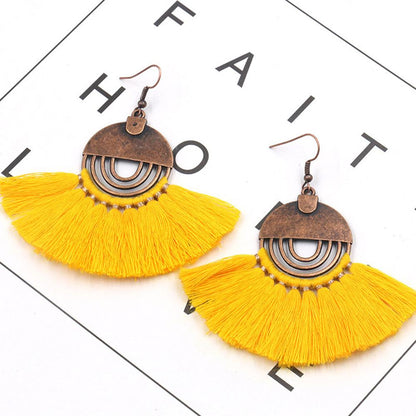 Fan earrings female creative tassel pendant earrings bohemian