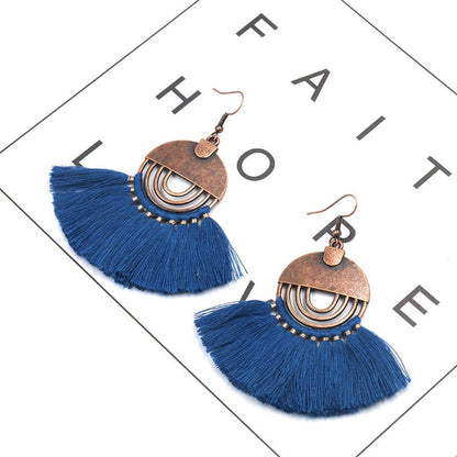 Fan earrings female creative tassel pendant earrings bohemian