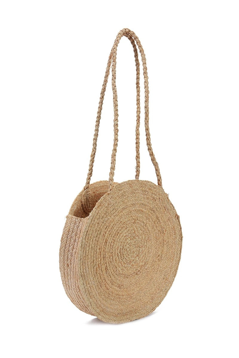 Bohemian round straw bag shoulder Lafite straw bag