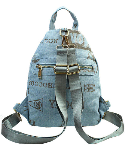 Denim printed diamond backpack