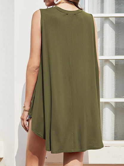 Simple Casual Solid Color High-Low Vest Top