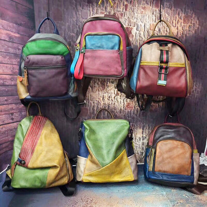 Leather Vintage Women's handbag hand painted shoulder bag
