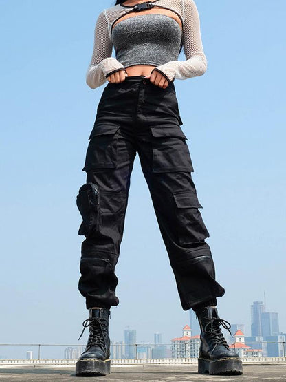 High Waist Multi Pockets Jogger Pants