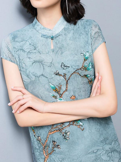 Loose Oversize Printed Split-side Dress