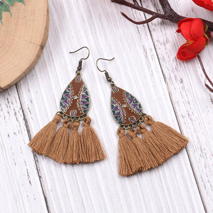 Retro exaggerated bohemian tassel earrings