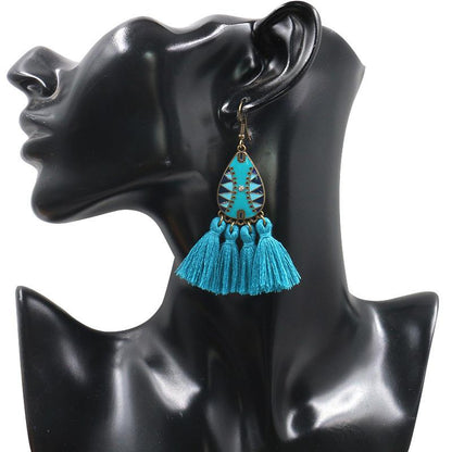 Retro exaggerated bohemian tassel earrings