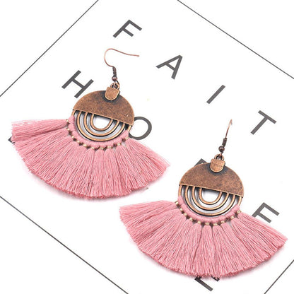 Fan earrings female creative tassel pendant earrings bohemian