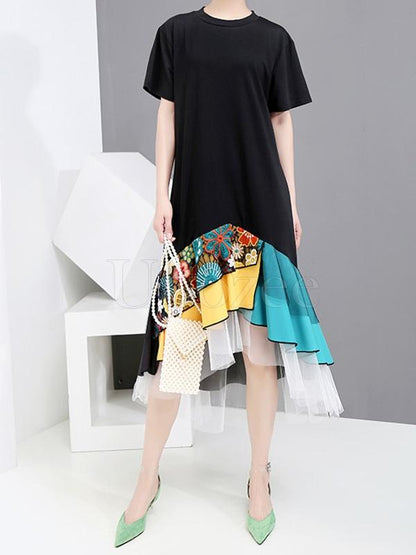 Casual Split-joint Gauze Long Dress