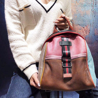 Leather Vintage Women's handbag hand painted shoulder bag