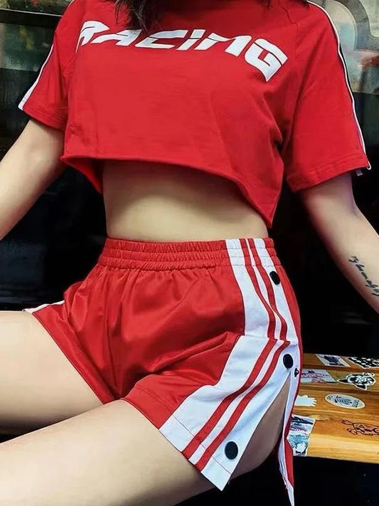 Contrast Trim Button Sport Shorts