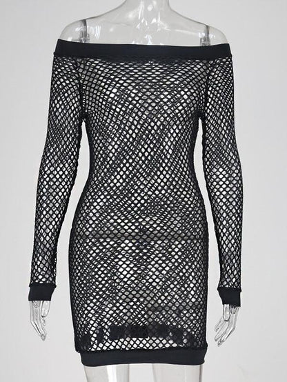 See-through Off The Shoulder Mini Dress