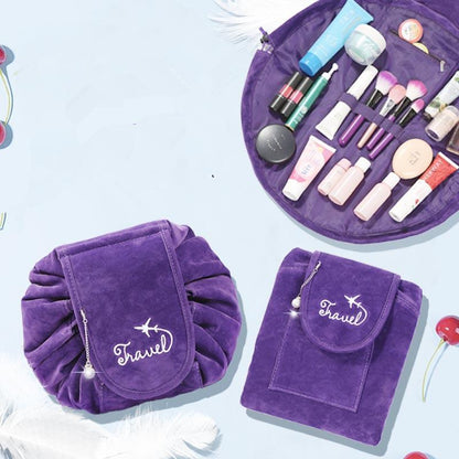 Large Capacity Velvet Drawstring Makeup Bags Travel Cosmetic Organizer
