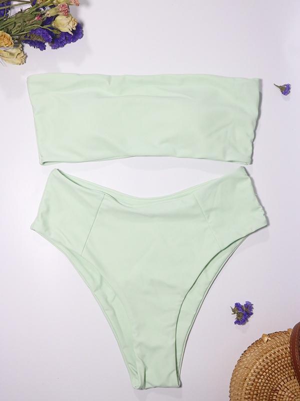 Sexy Solid Bandeau Bikinis Swimwear