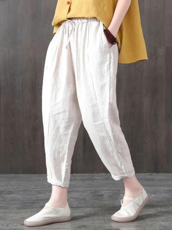 Vintage Loose Solid Harem Pants