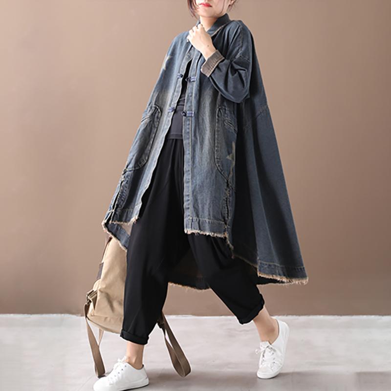 Buykud Casual Star Patchwork Loose Retro Coat