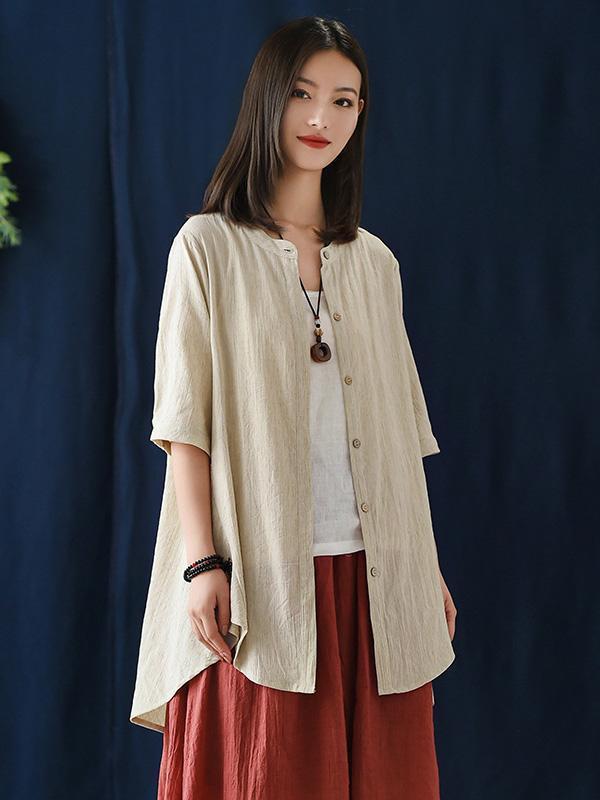 Vintage Irregularity Solid Blouses&Shirts Tops