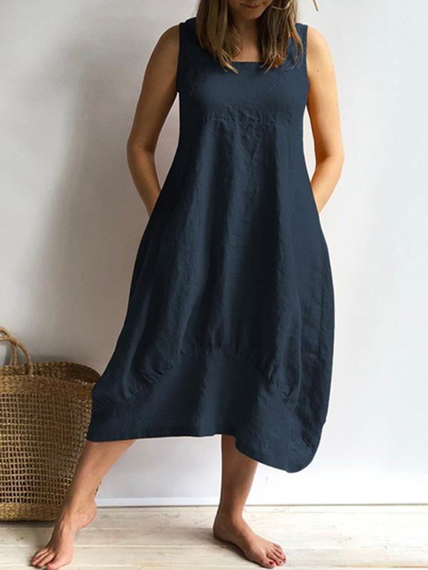 Simple Sleeveless Solid Maxi Dresses