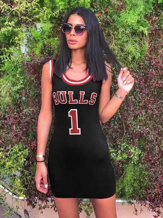 Sexy Letter Printed Sleeveless Mini Dresses