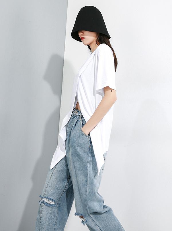 Asymmetric Split-front T-Shirt
