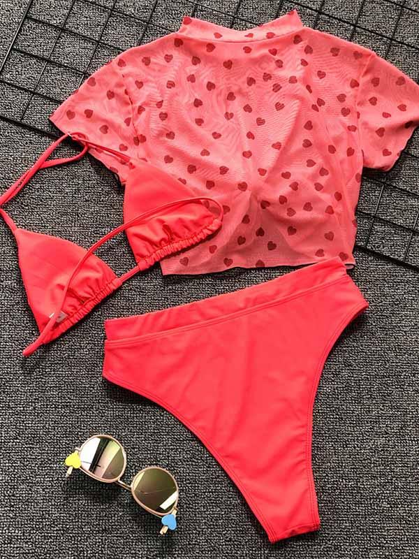 Printed Three-Piece Tankini Swimsuit