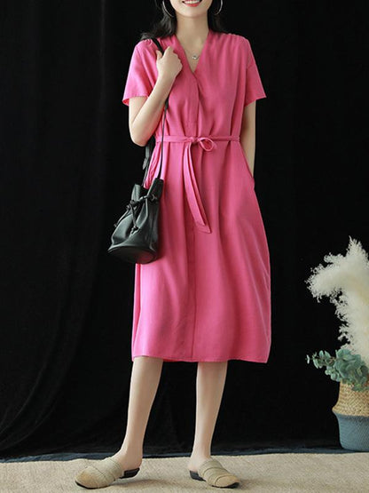 Literary Soft Lace-up Dress