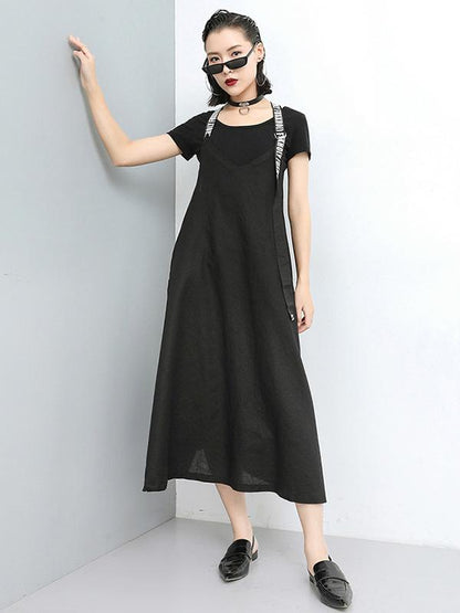 Fashion A-line Suspender Long Dress