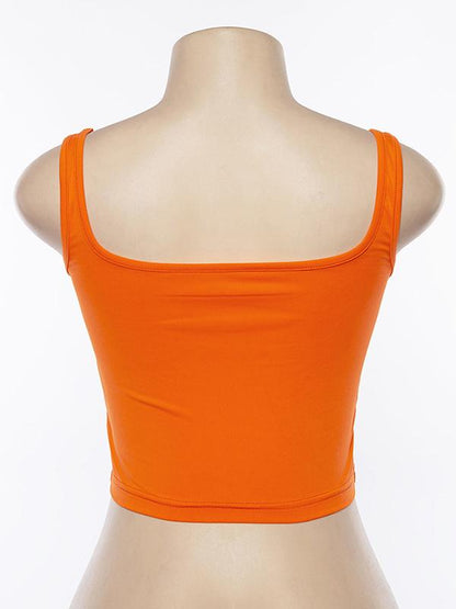 U Neck Printed Crop Tanks