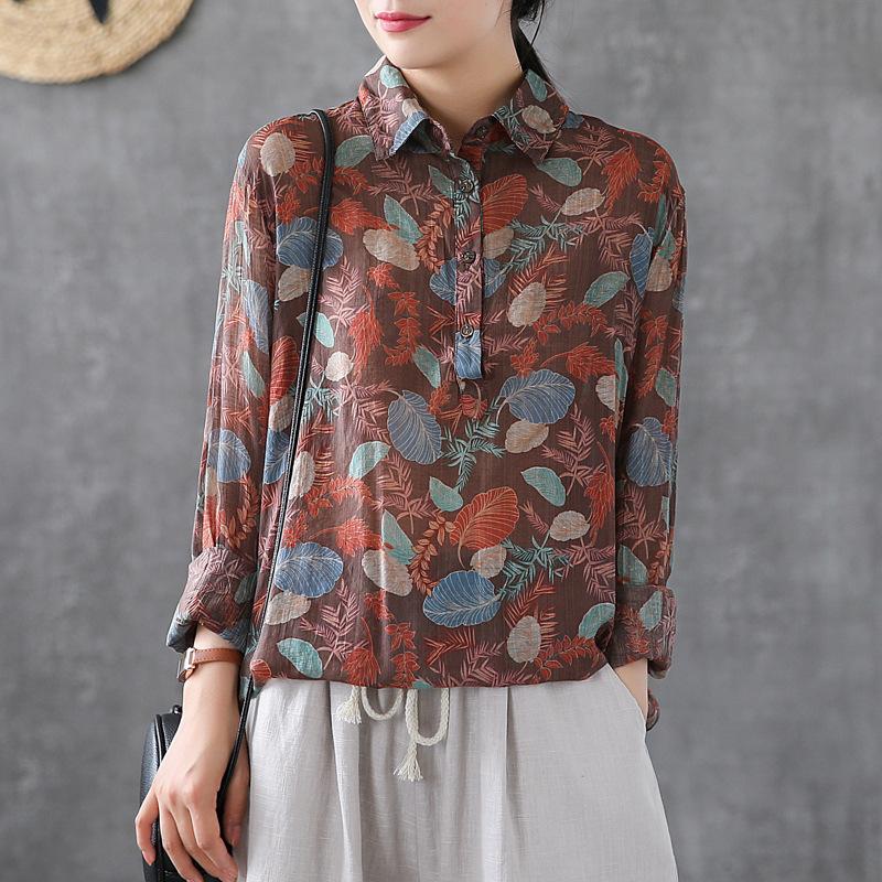 Buykud Printed Casual Turn-down Collar Comfortable Shirt