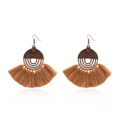 Fan earrings female creative tassel pendant earrings bohemian