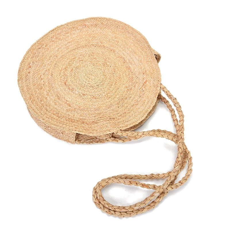 Bohemian round straw bag shoulder Lafite straw bag