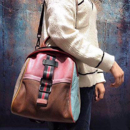 Leather Vintage Women's handbag hand painted shoulder bag