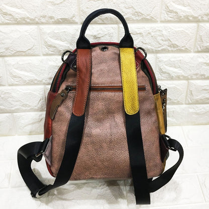 Leather Vintage Women's handbag hand painted shoulder bag