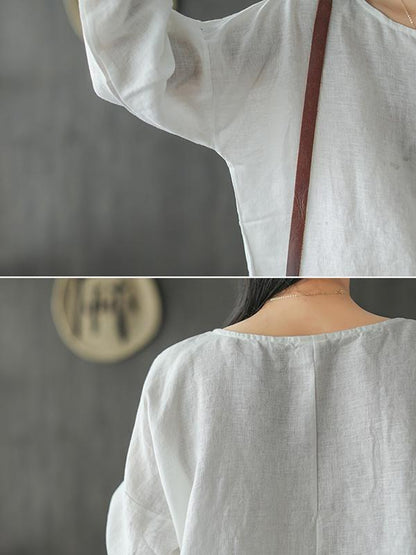 Artistic Retro Solid Shirt Blouse Tops