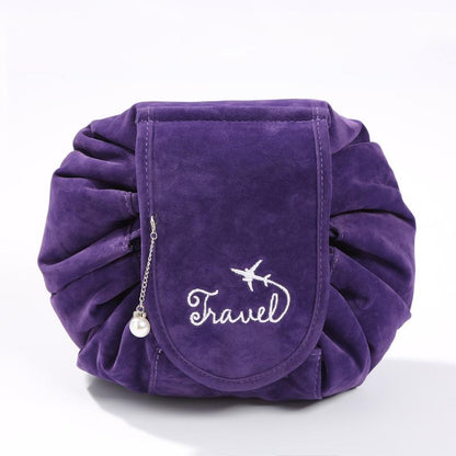 Large Capacity Velvet Drawstring Makeup Bags Travel Cosmetic Organizer