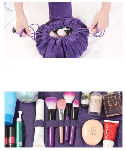 Large Capacity Velvet Drawstring Makeup Bags Travel Cosmetic Organizer