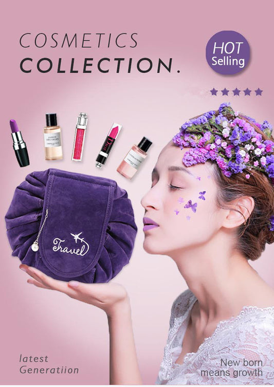 Large Capacity Velvet Drawstring Makeup Bags Travel Cosmetic Organizer