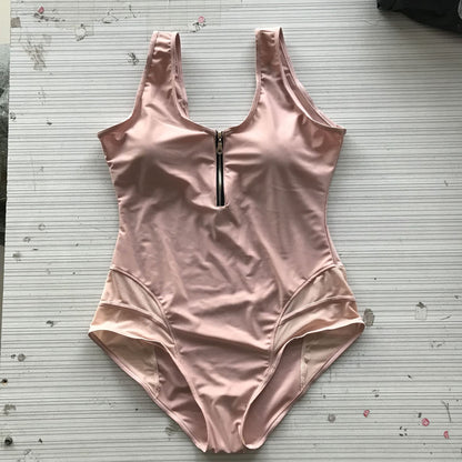 Large swimsuit with front zipper fat ONE-PIECE SWIMSUIT
