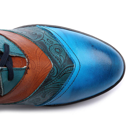 Stitching Jacquard Leather Boots