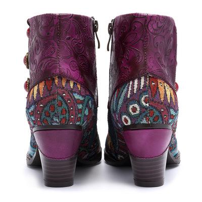 Handmade leather stitching Mongolian ethnic style boots