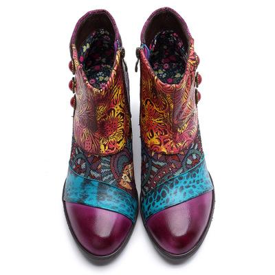 Handmade leather stitching Mongolian ethnic style boots