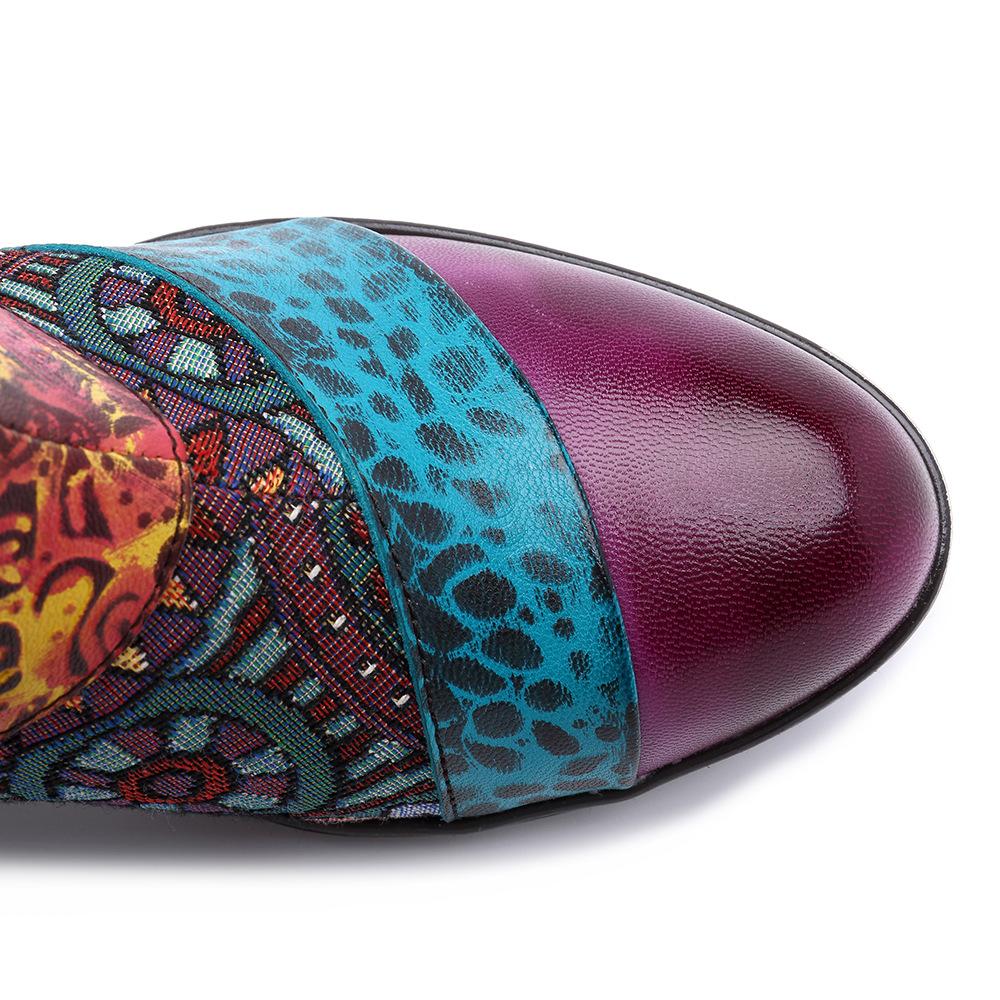 Handmade leather stitching Mongolian ethnic style boots