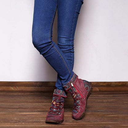 Outdoor leather comfortable flat women's boots