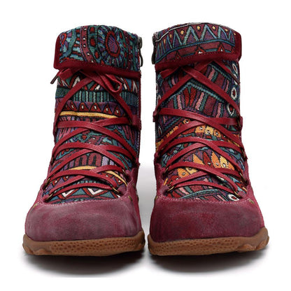 Outdoor leather comfortable flat women's boots