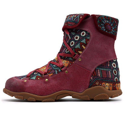 Outdoor leather comfortable flat women's boots