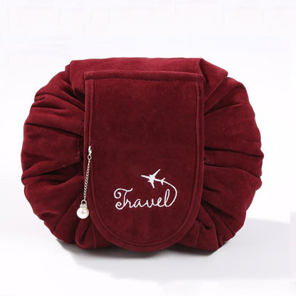 Large Capacity Velvet Drawstring Makeup Bags Travel Cosmetic Organizer
