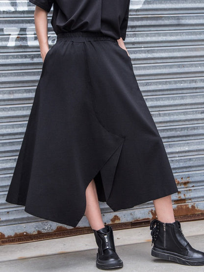 CASUAL A-LINE CROPPED SPLIT-FRONT SKIRT