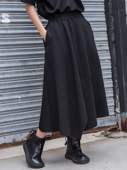 CASUAL A-LINE CROPPED SPLIT-FRONT SKIRT