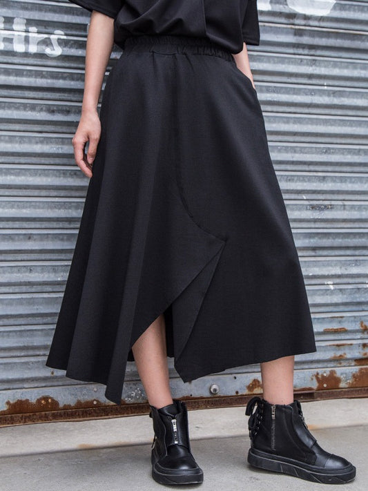 CASUAL A-LINE CROPPED SPLIT-FRONT SKIRT