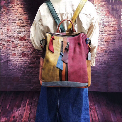 Fashion retro women's handbag, color rubbing, old Backpack