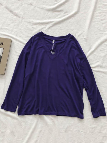 Pure Color V-neck Primer Shirt